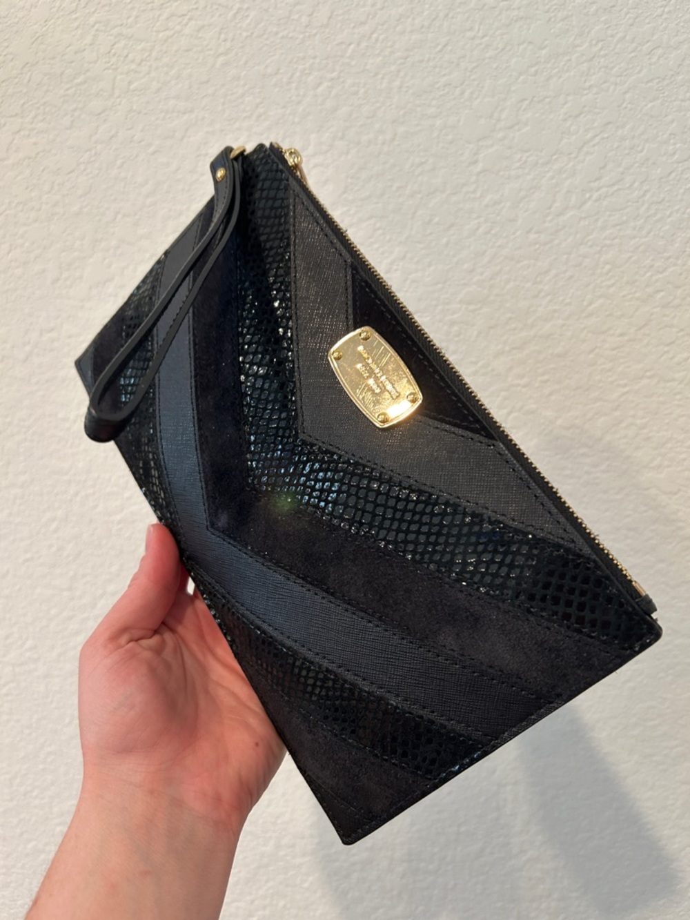 Jet Set Snake Saffiano Suede Wristlet - Picture 12 of 12